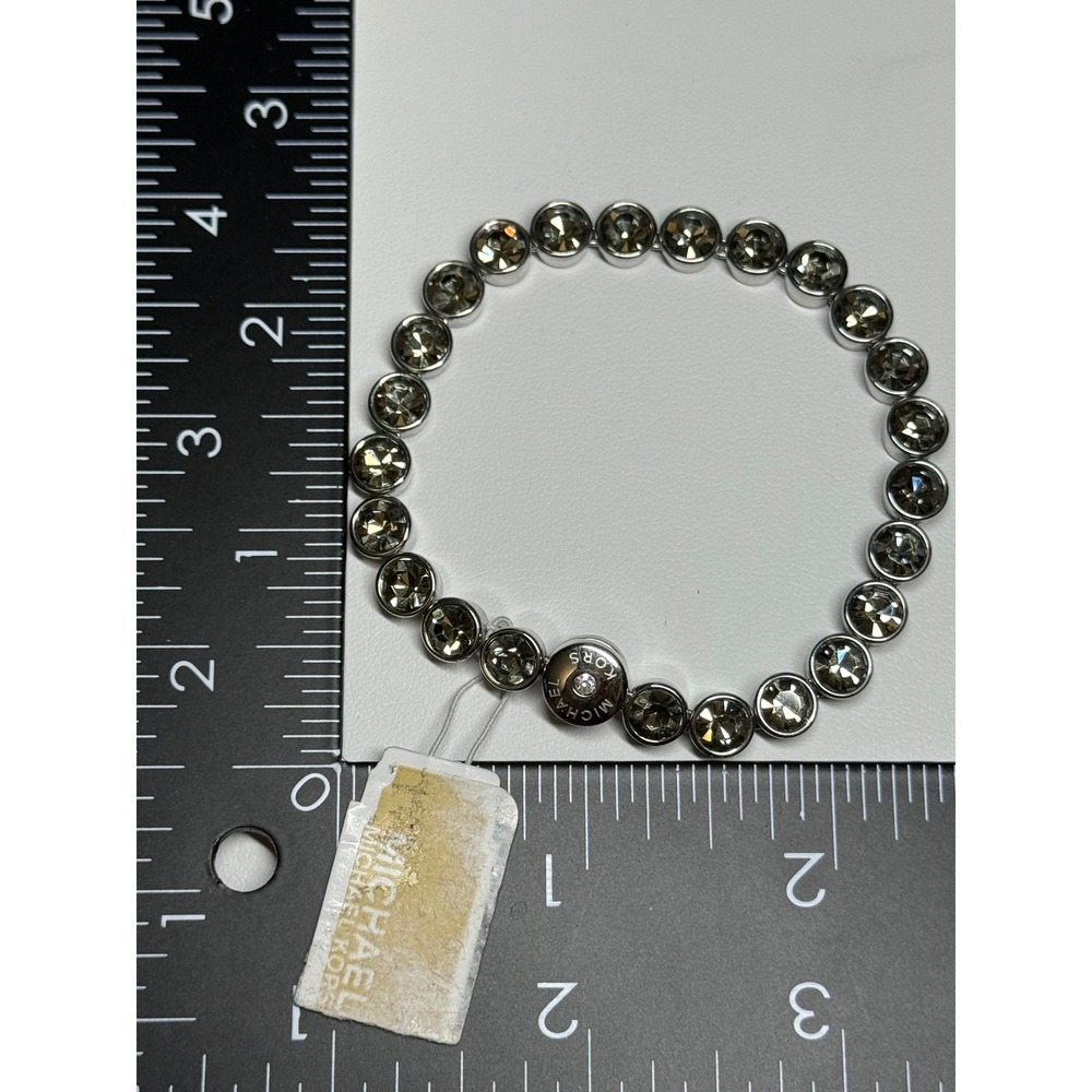 Michael Kors Park Ave Bracelet Womens Silver Grey NWT Crystal Slider Mcbling - Picture 5 of 6